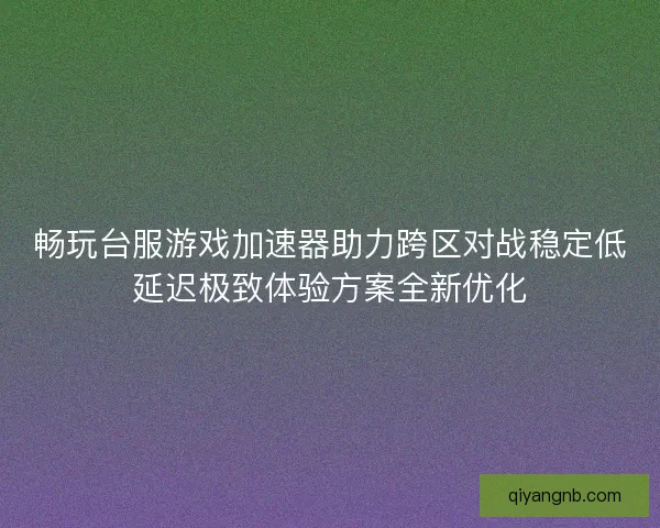畅玩台服游戏加速器助力跨区对战稳定低延迟极致体验方案全新优化